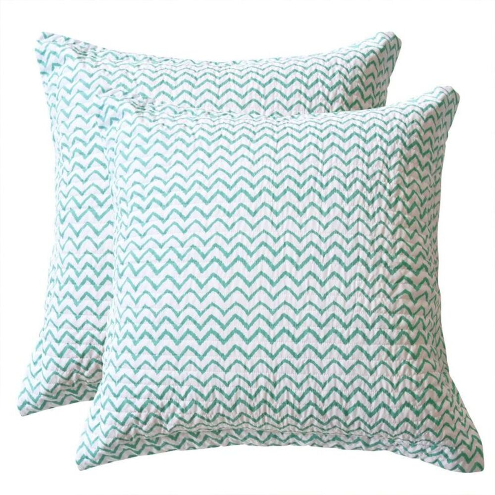 homthreads -  Euro Sham Microfiber Contemporary Zig Z Aqua